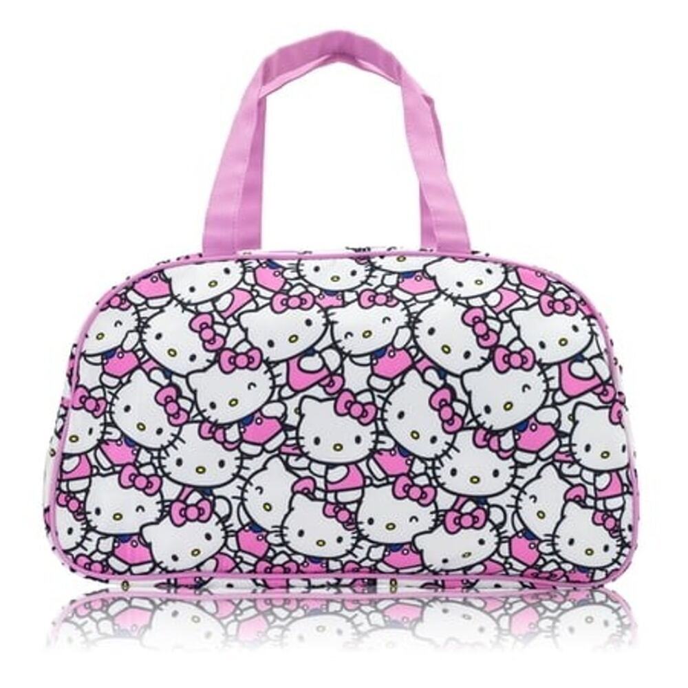 Hello Kitty 20" Duffle Bag Travel Weekender Lightweight Polyester Pink NEW STRAP